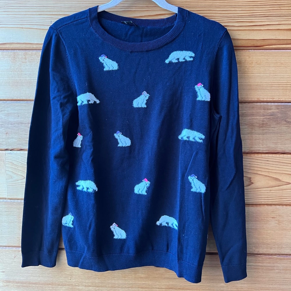 Talbots Size Large Petite Polar Bear Holiday Sweater